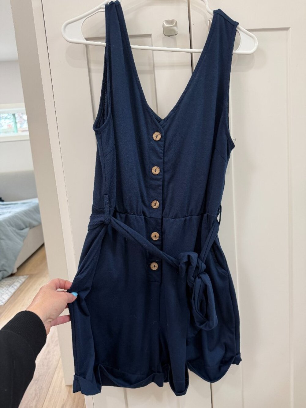 Navy romper with buttons